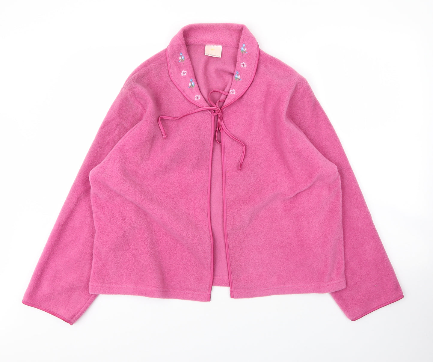 Shapely Figures Womens Pink Collared Floral Polyester Cardigan Jumper Size 16
