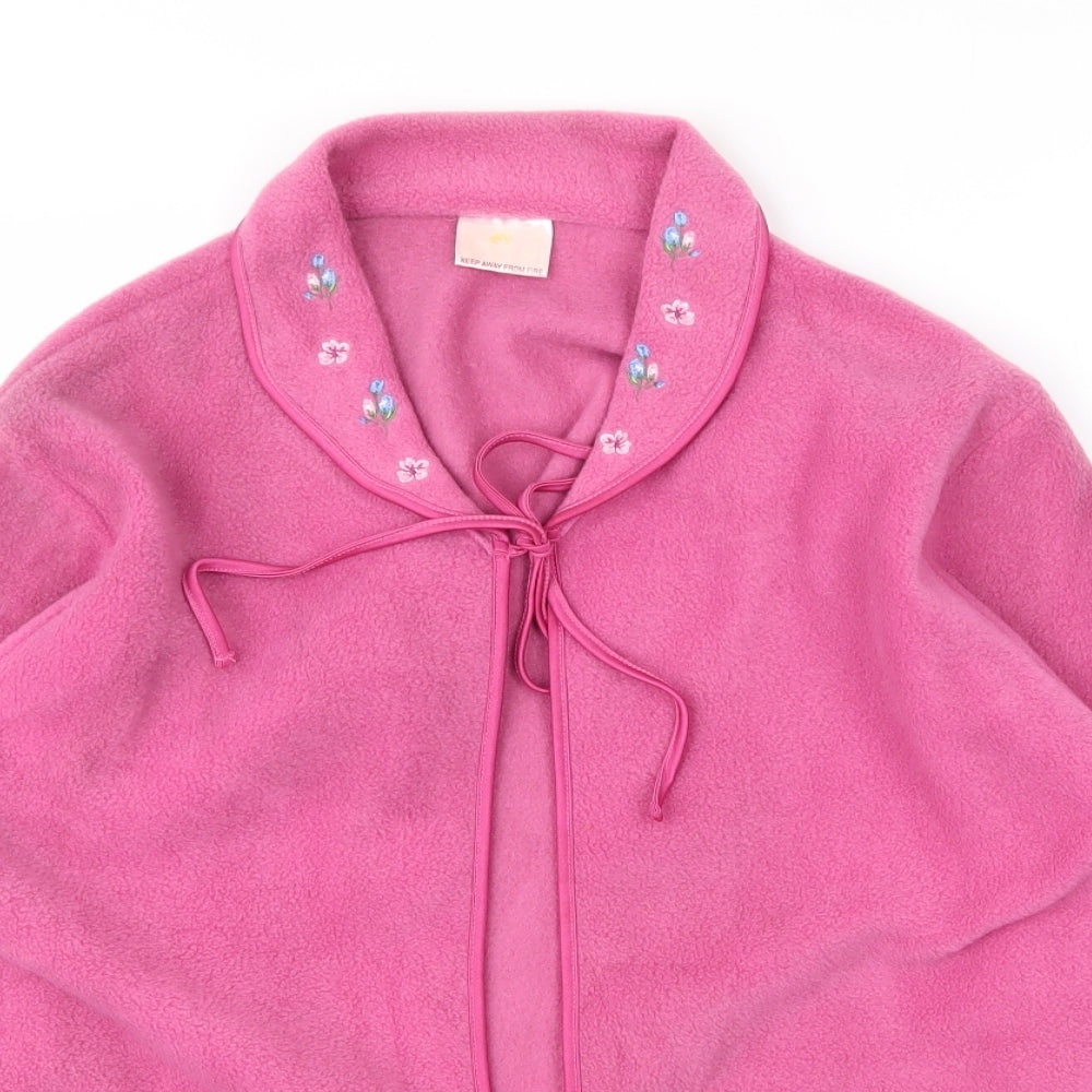 Shapely Figures Womens Pink Collared Floral Polyester Cardigan Jumper Size 16