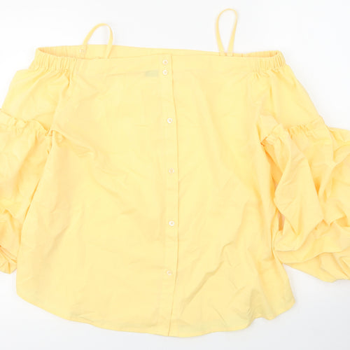 Vera Moda Womens Yellow  Viscose Basic Blouse Size M Boat Neck