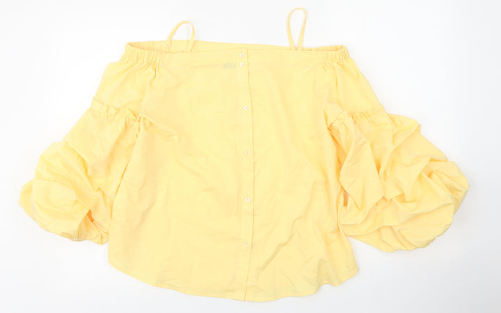 Vera Moda Womens Yellow  Viscose Basic Blouse Size M Boat Neck