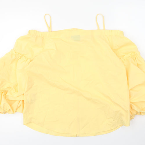 Vera Moda Womens Yellow  Viscose Basic Blouse Size M Boat Neck