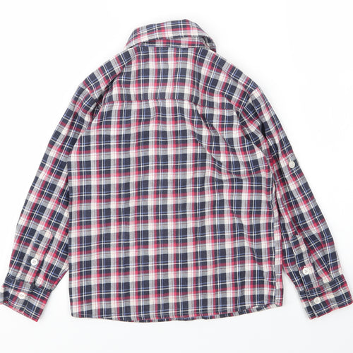 Bienzoe Boys Red Plaid Cotton Basic Button-Up Size 5 Years Collared Button