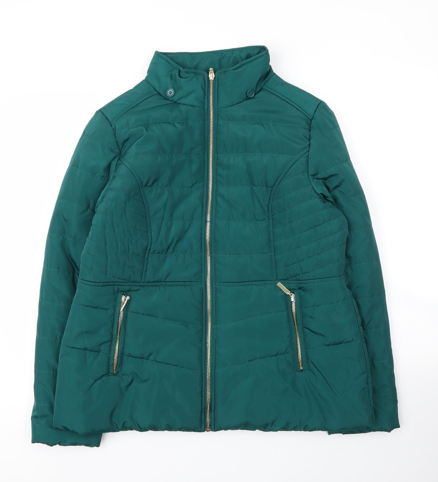 M&Co Womens Green   Puffer Jacket Coat Size 14  Zip