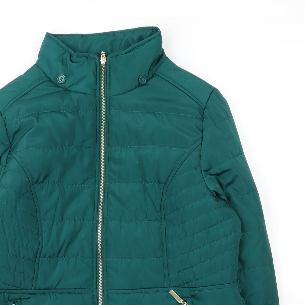 M&Co Womens Green   Puffer Jacket Coat Size 14  Zip