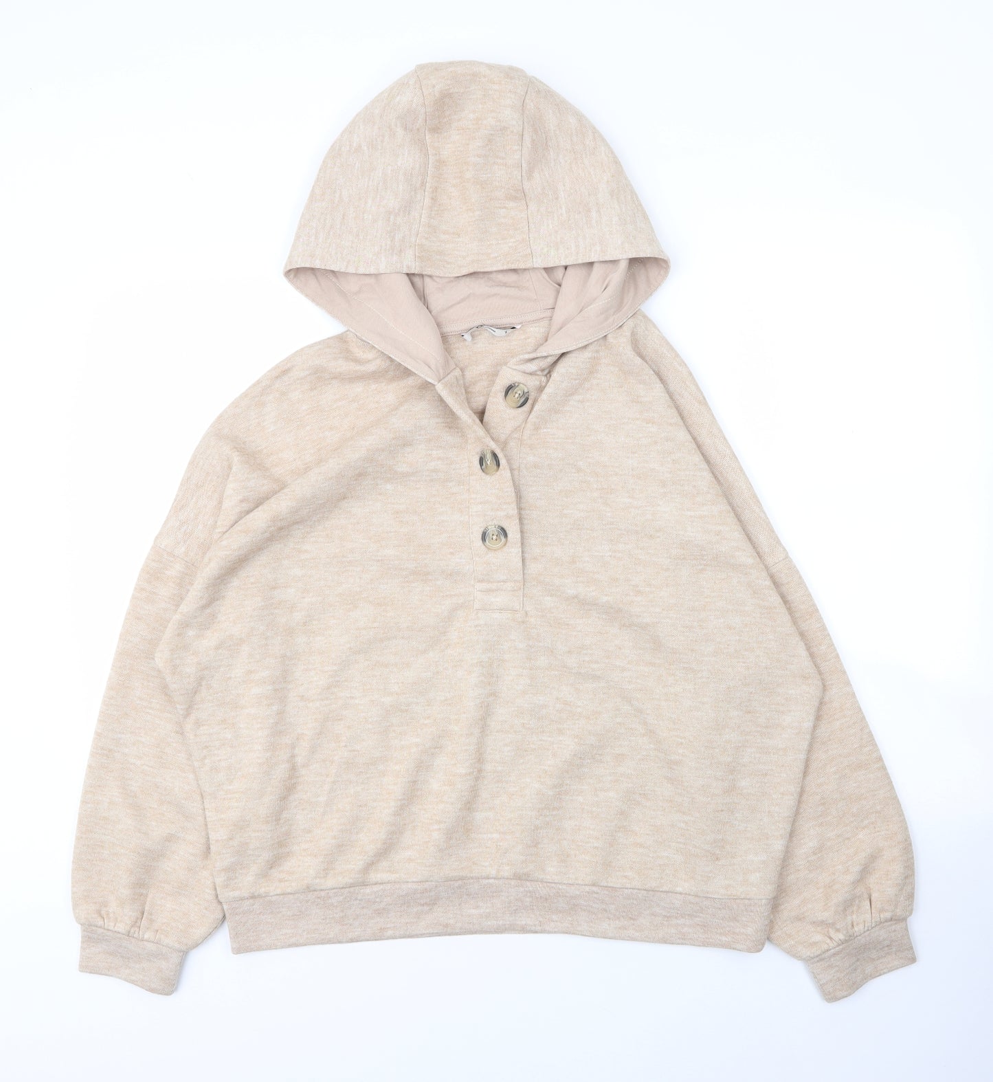 TU Womens Beige  Viscose Pullover Hoodie Size 16