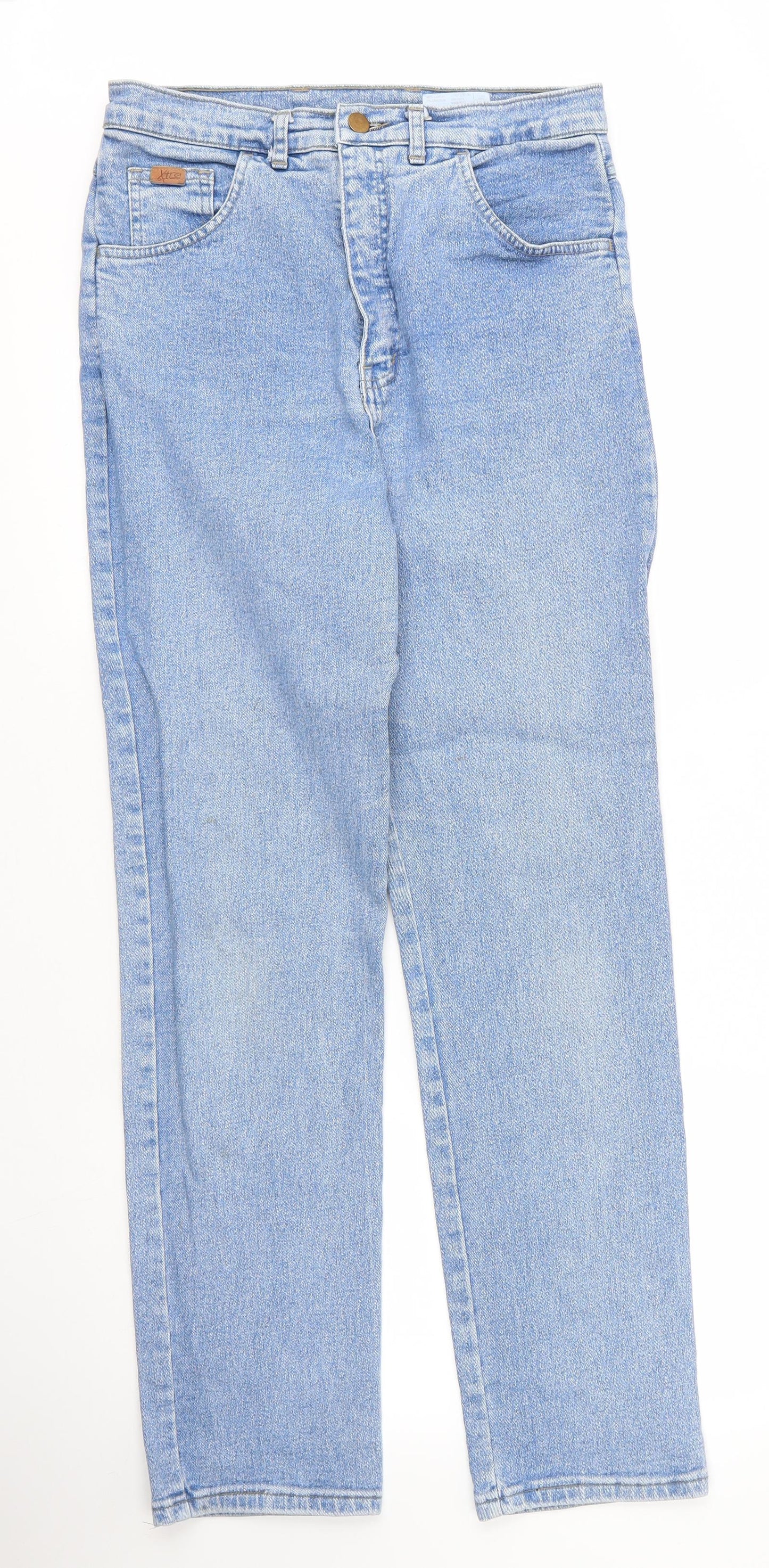 BHS Womens Blue  Cotton Straight Jeans Size 16 L30 in Regular Zip