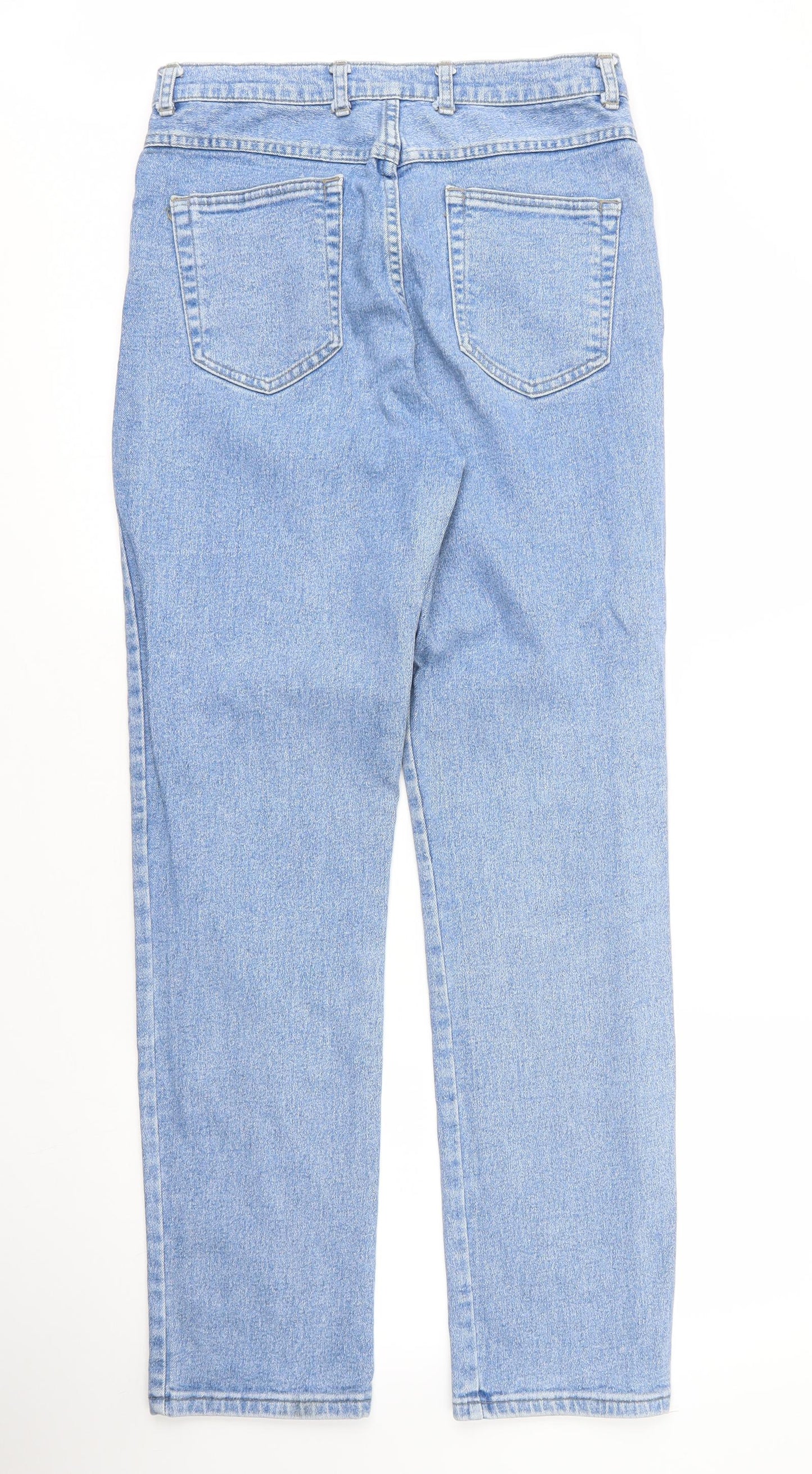 BHS Womens Blue  Cotton Straight Jeans Size 16 L30 in Regular Zip
