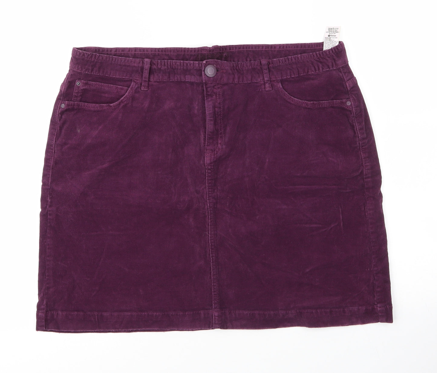 M&S Womens Purple  Cotton Mini Skirt Size 16   Zip