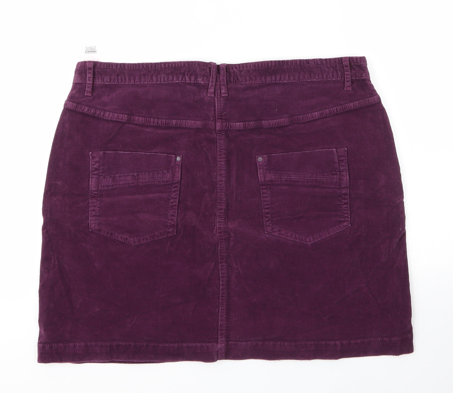 M&S Womens Purple  Cotton Mini Skirt Size 16   Zip
