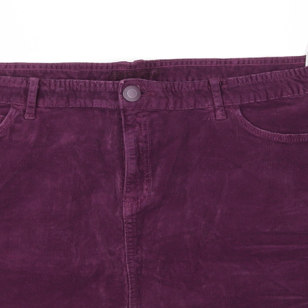 M&S Womens Purple  Cotton Mini Skirt Size 16   Zip