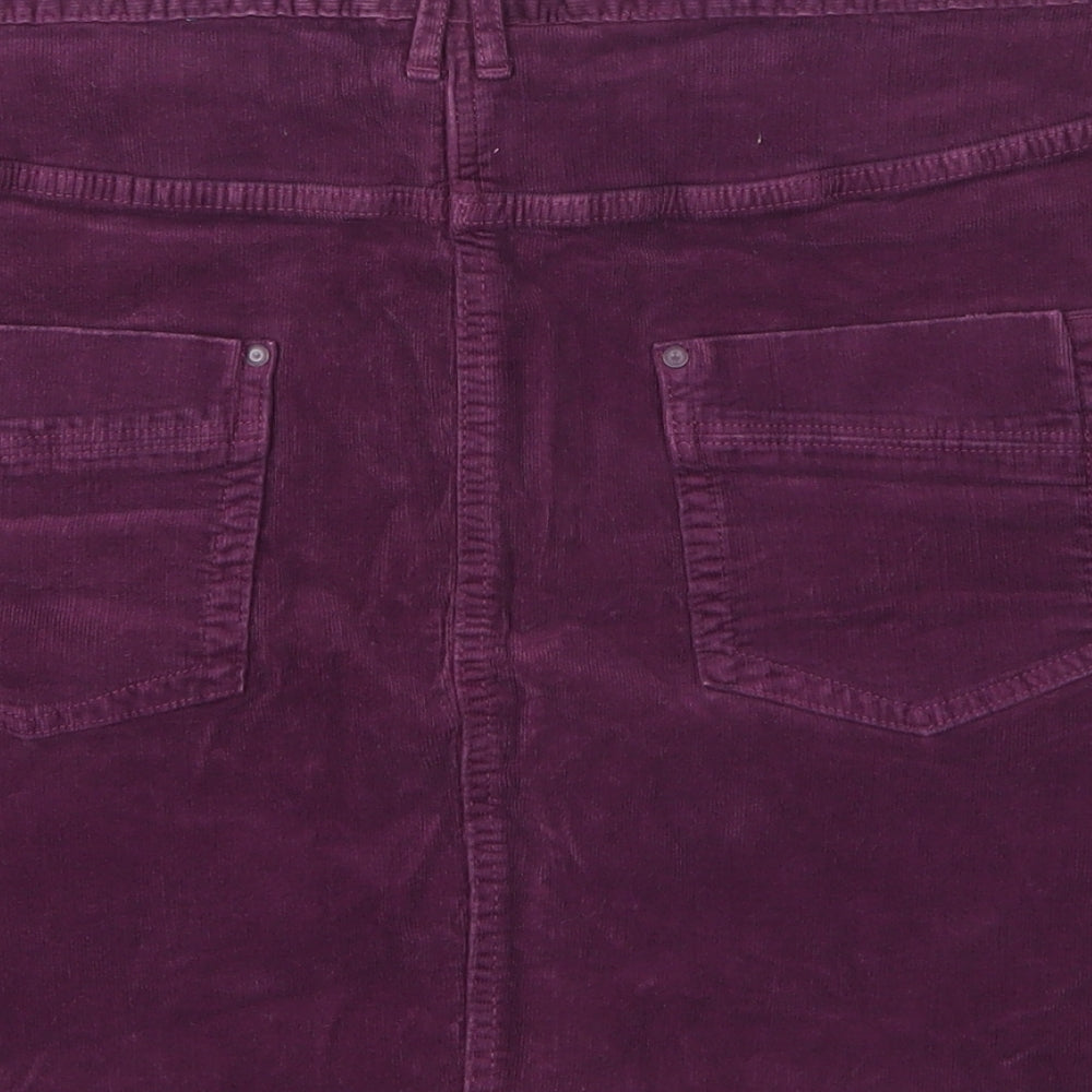 M&S Womens Purple  Cotton Mini Skirt Size 16   Zip