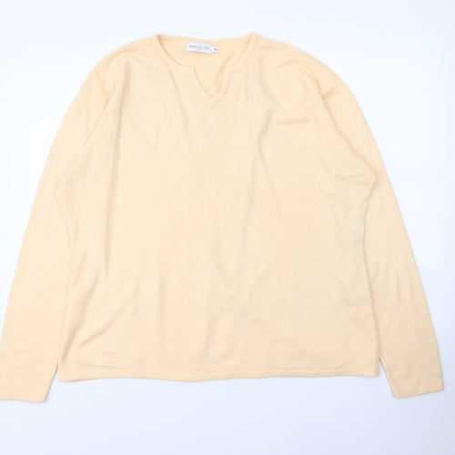 Bonmarché Womens Orange V-Neck  Acrylic Pullover Jumper Size XL
