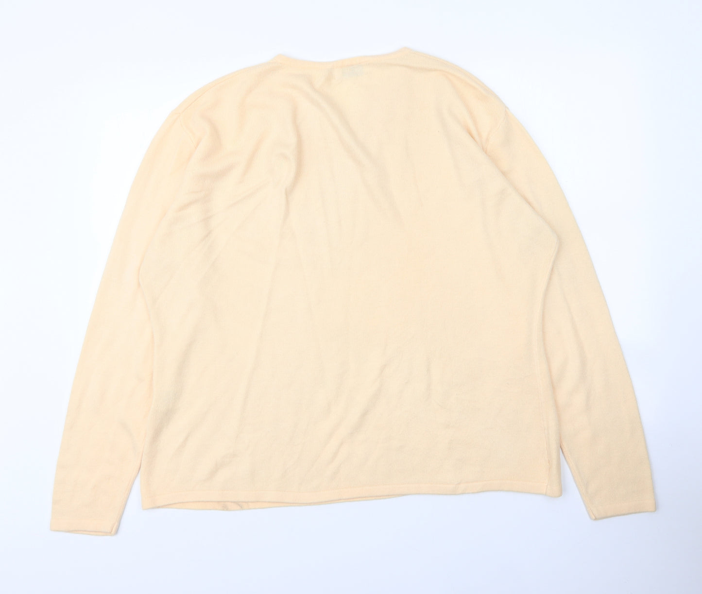 Bonmarché Womens Orange V-Neck  Acrylic Pullover Jumper Size XL