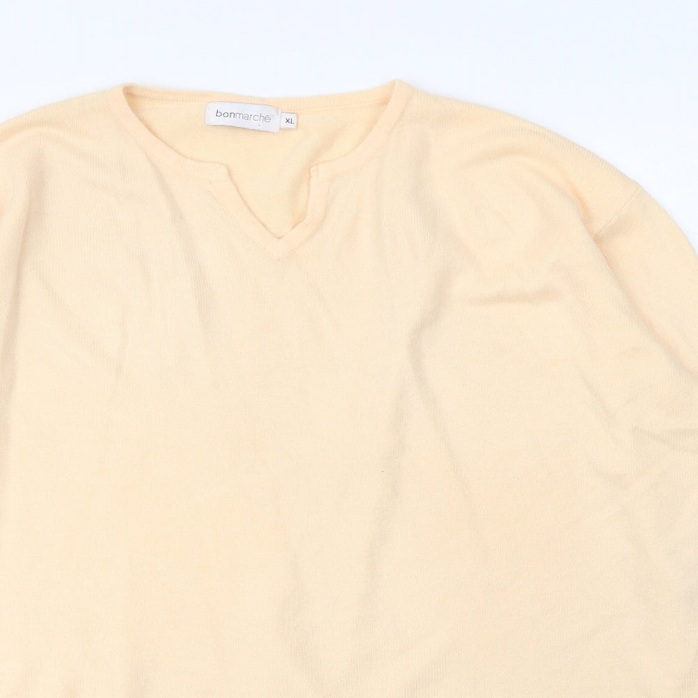 Bonmarché Womens Orange V-Neck  Acrylic Pullover Jumper Size XL