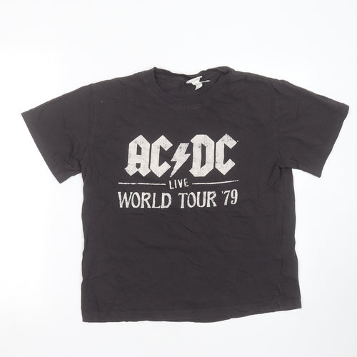 H&M Womens Grey  Cotton Basic T-Shirt Size S Round Neck - ACDC