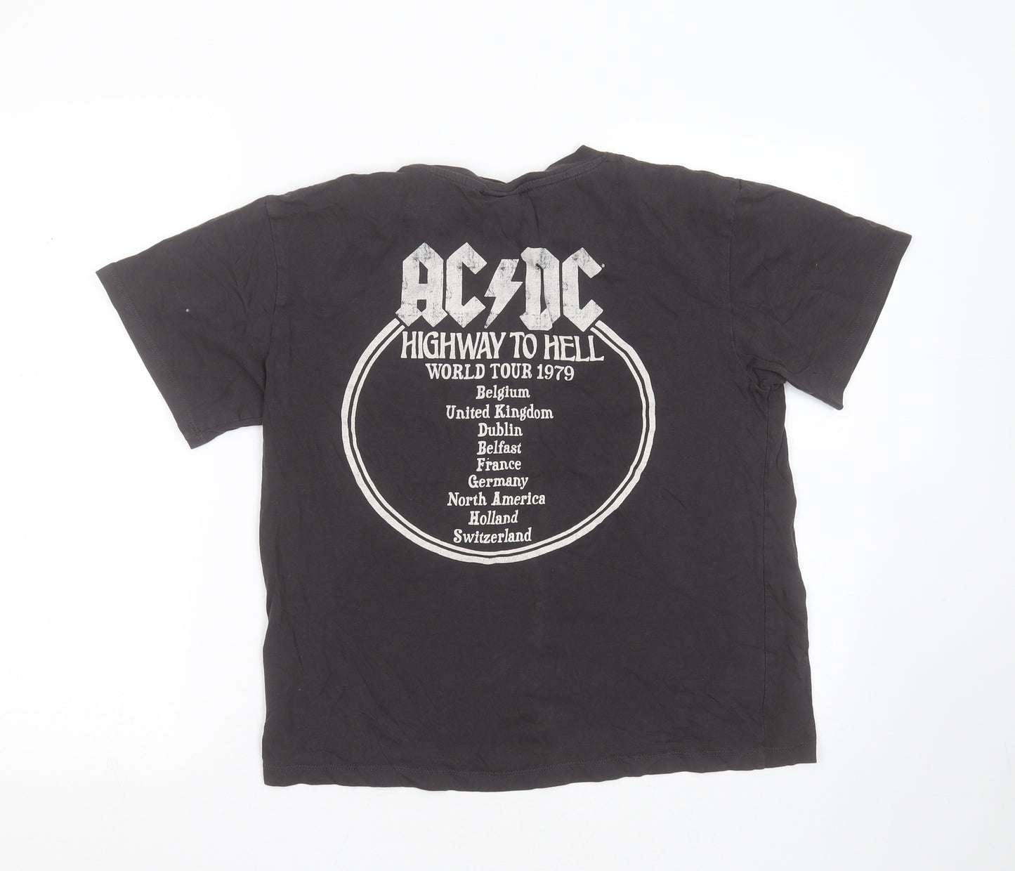 H&M Womens Grey  Cotton Basic T-Shirt Size S Round Neck - ACDC