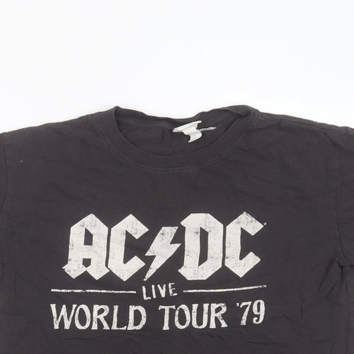 H&M Womens Grey  Cotton Basic T-Shirt Size S Round Neck - ACDC