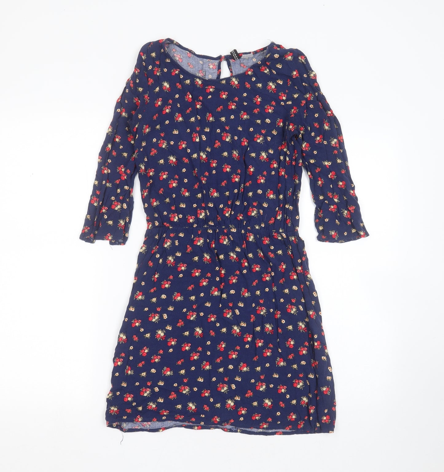 Divided by H&M Womens Blue Floral Viscose Fit & Flare  Size 6  Round Neck