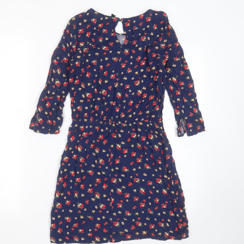 Divided by H&M Womens Blue Floral Viscose Fit & Flare  Size 6  Round Neck