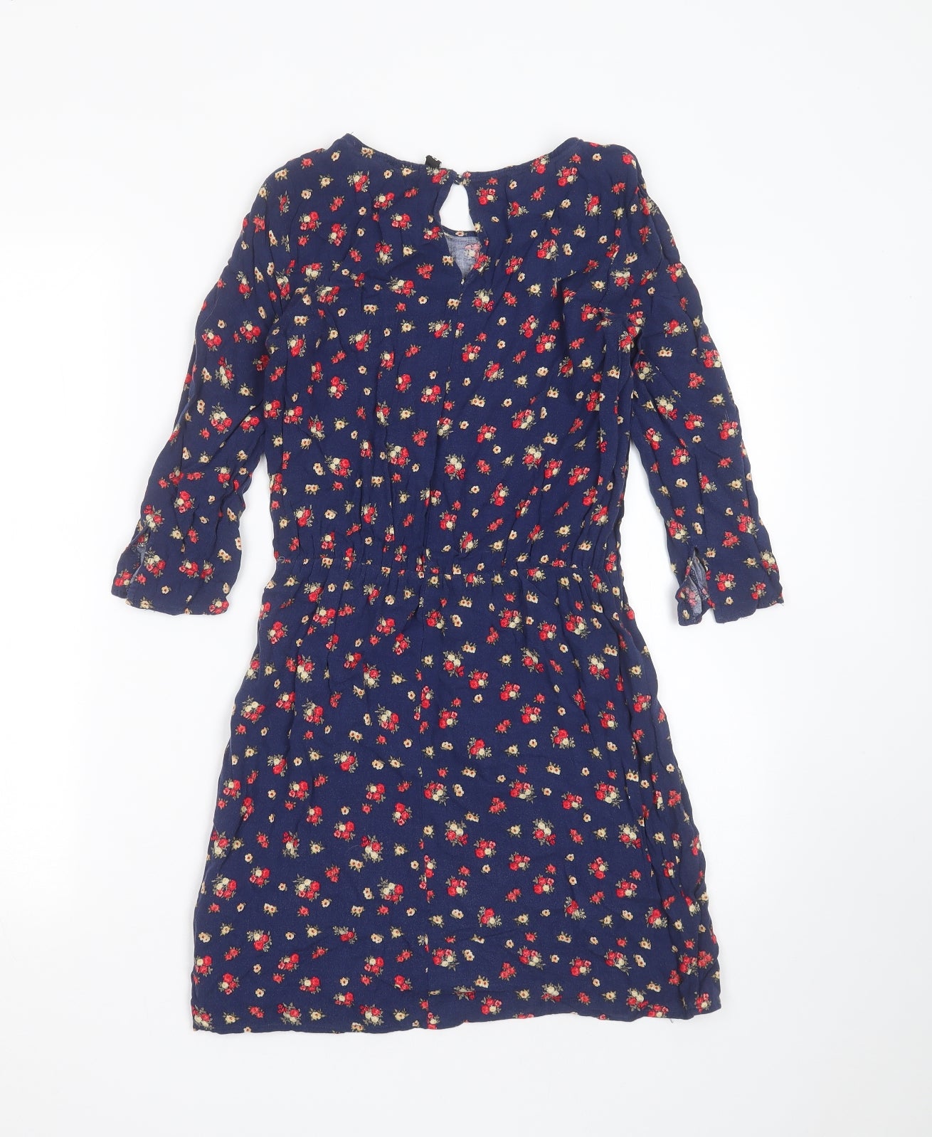 Divided by H&M Womens Blue Floral Viscose Fit & Flare  Size 6  Round Neck
