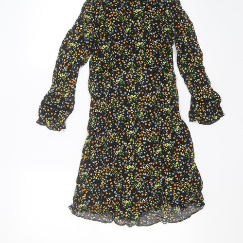 Papaya Womens Black Floral Viscose Shift  Size 8  Round Neck