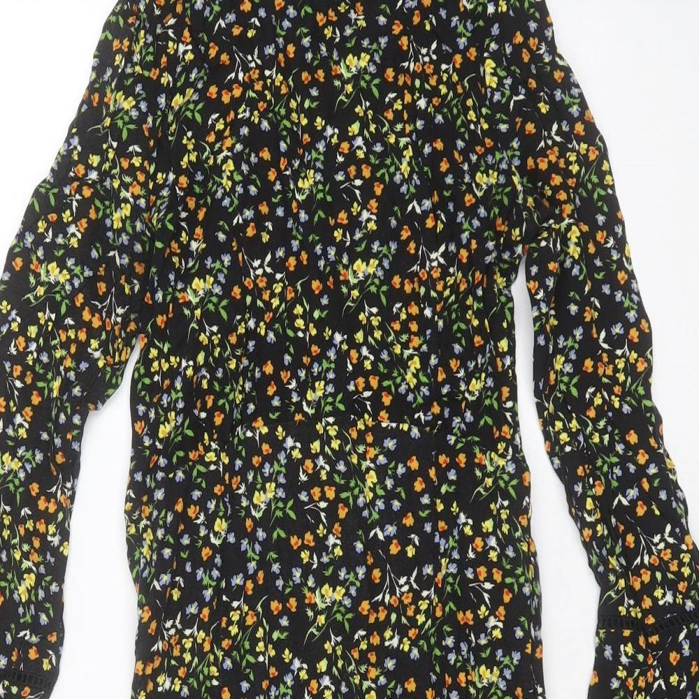 Papaya Womens Black Floral Viscose Shift  Size 8  Round Neck