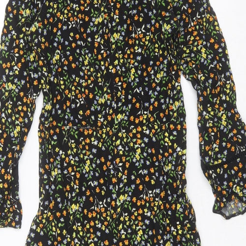 Papaya Womens Black Floral Viscose Shift  Size 8  Round Neck