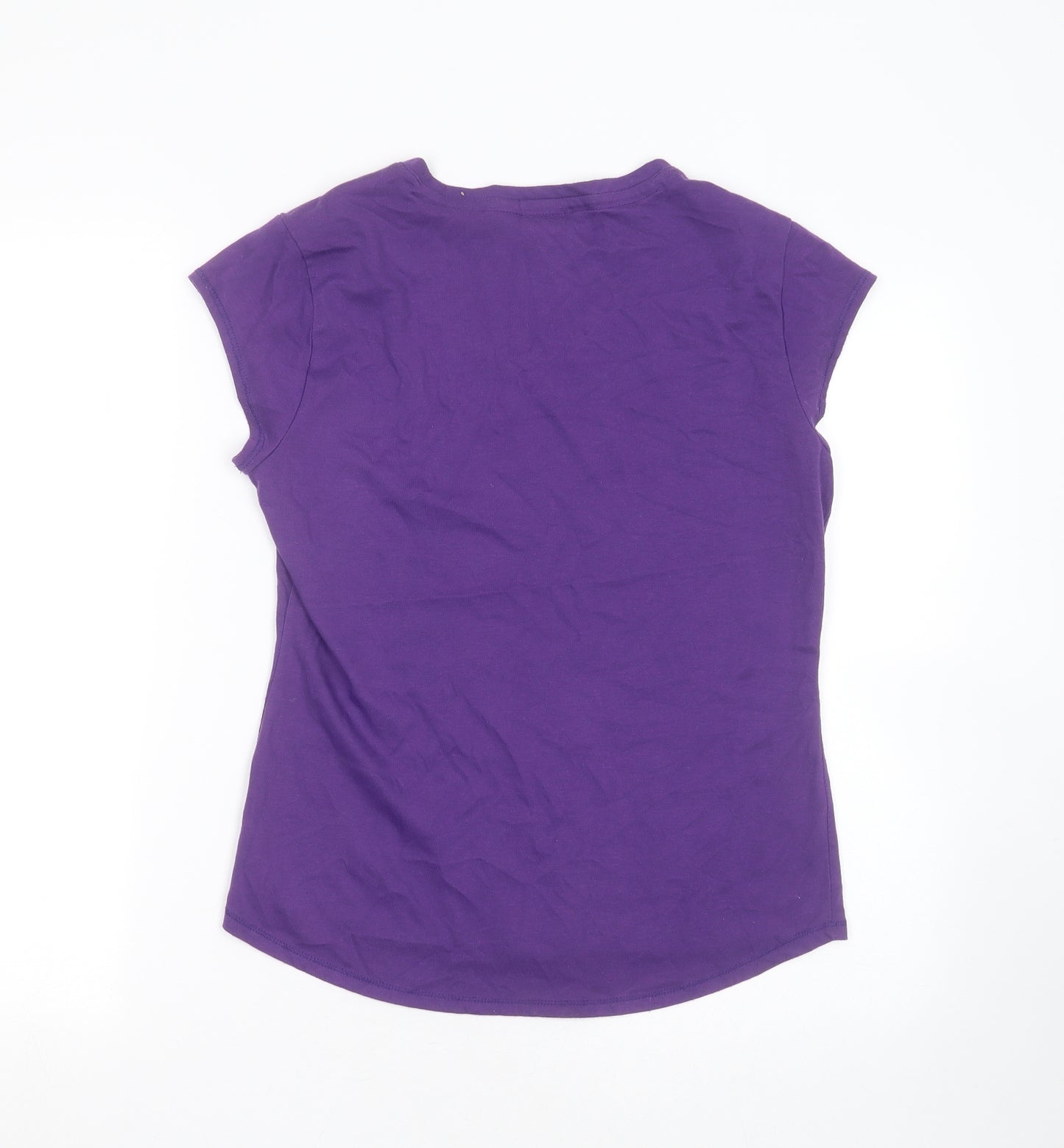 LA Gear Womens Purple  Cotton Blend Basic T-Shirt Size 12 V-Neck