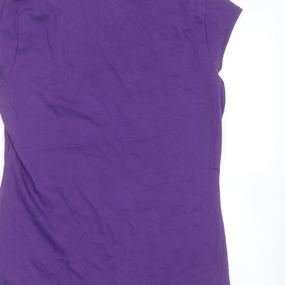 LA Gear Womens Purple  Cotton Blend Basic T-Shirt Size 12 V-Neck