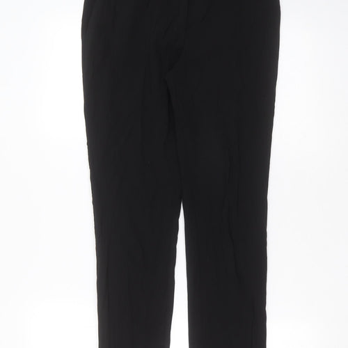 Oasis Womens Black  Viscose Trousers  Size 8 L27 in Slim Zip