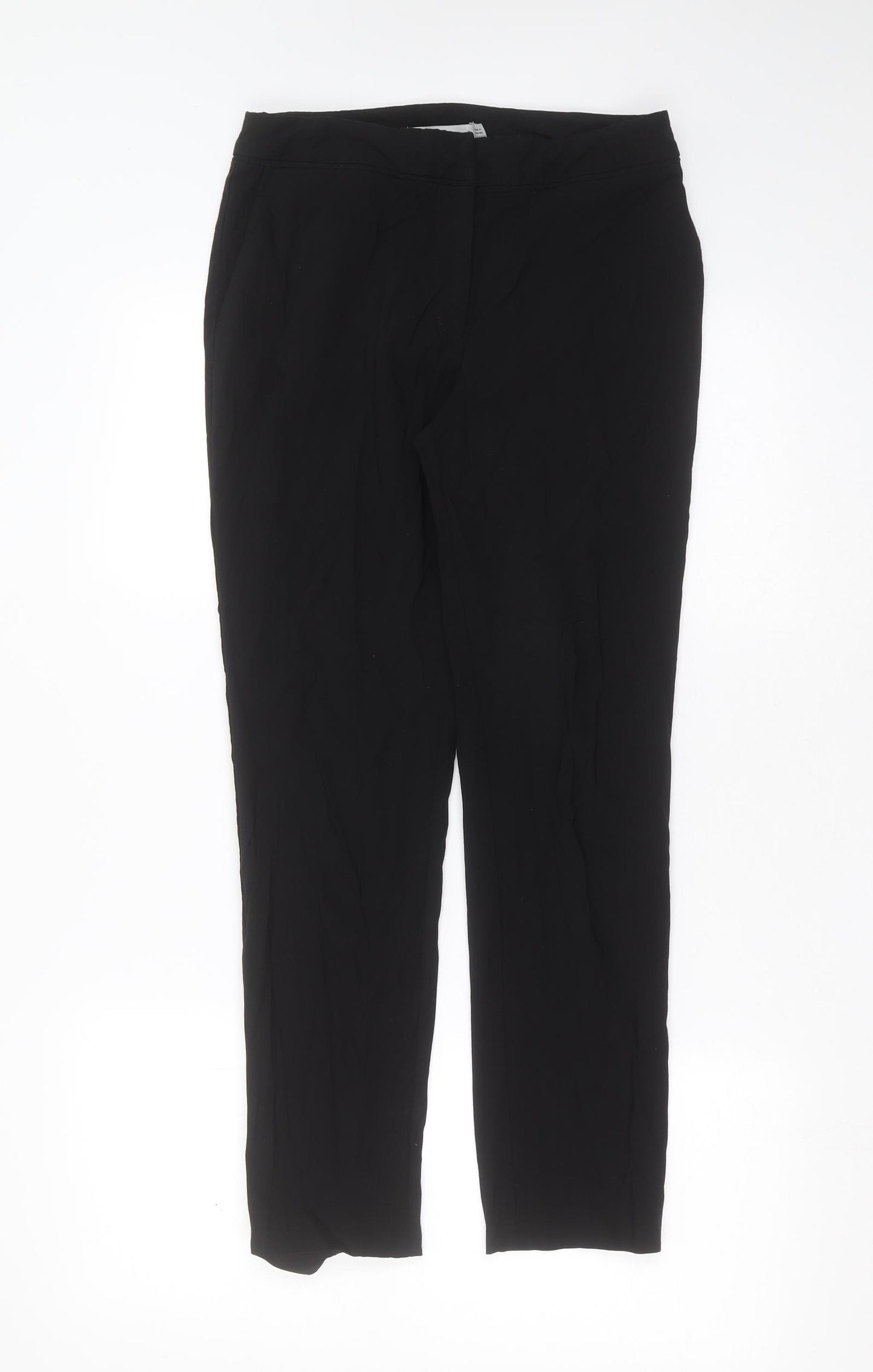 Oasis Womens Black  Viscose Trousers  Size 8 L27 in Slim Zip