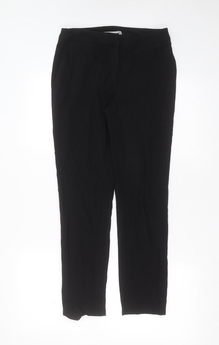 Oasis Womens Black  Viscose Trousers  Size 8 L27 in Slim Zip