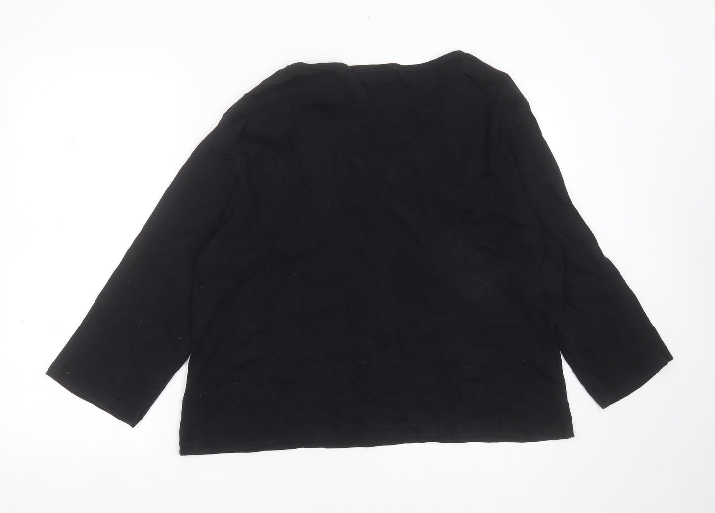 Essential Style Womens Black  Cotton Basic T-Shirt Size 26 V-Neck