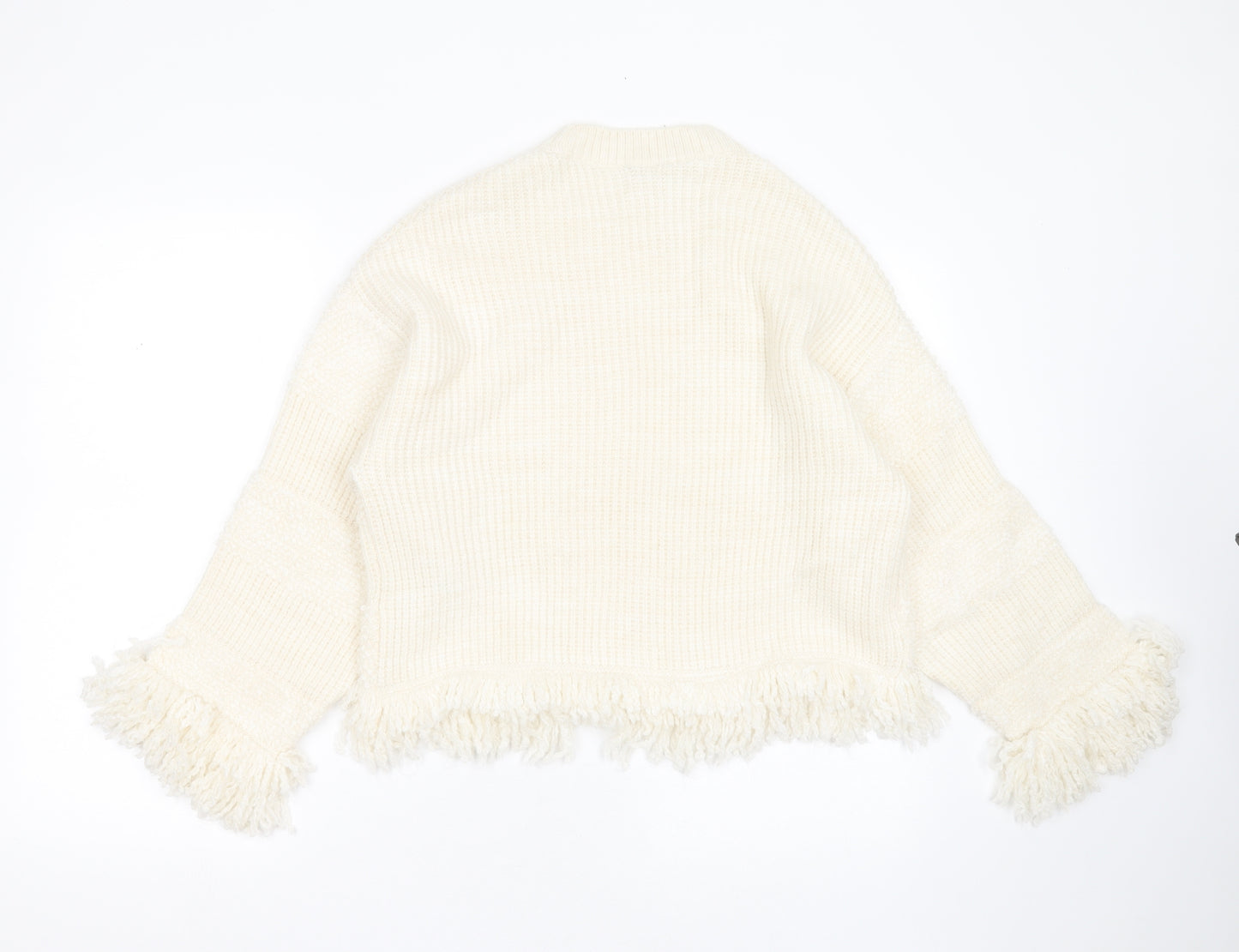 George Womens Ivory Round Neck Striped Acrylic Pullover Jumper Size S