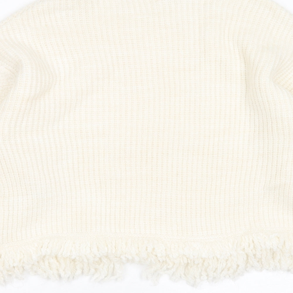 George Womens Ivory Round Neck Striped Acrylic Pullover Jumper Size S
