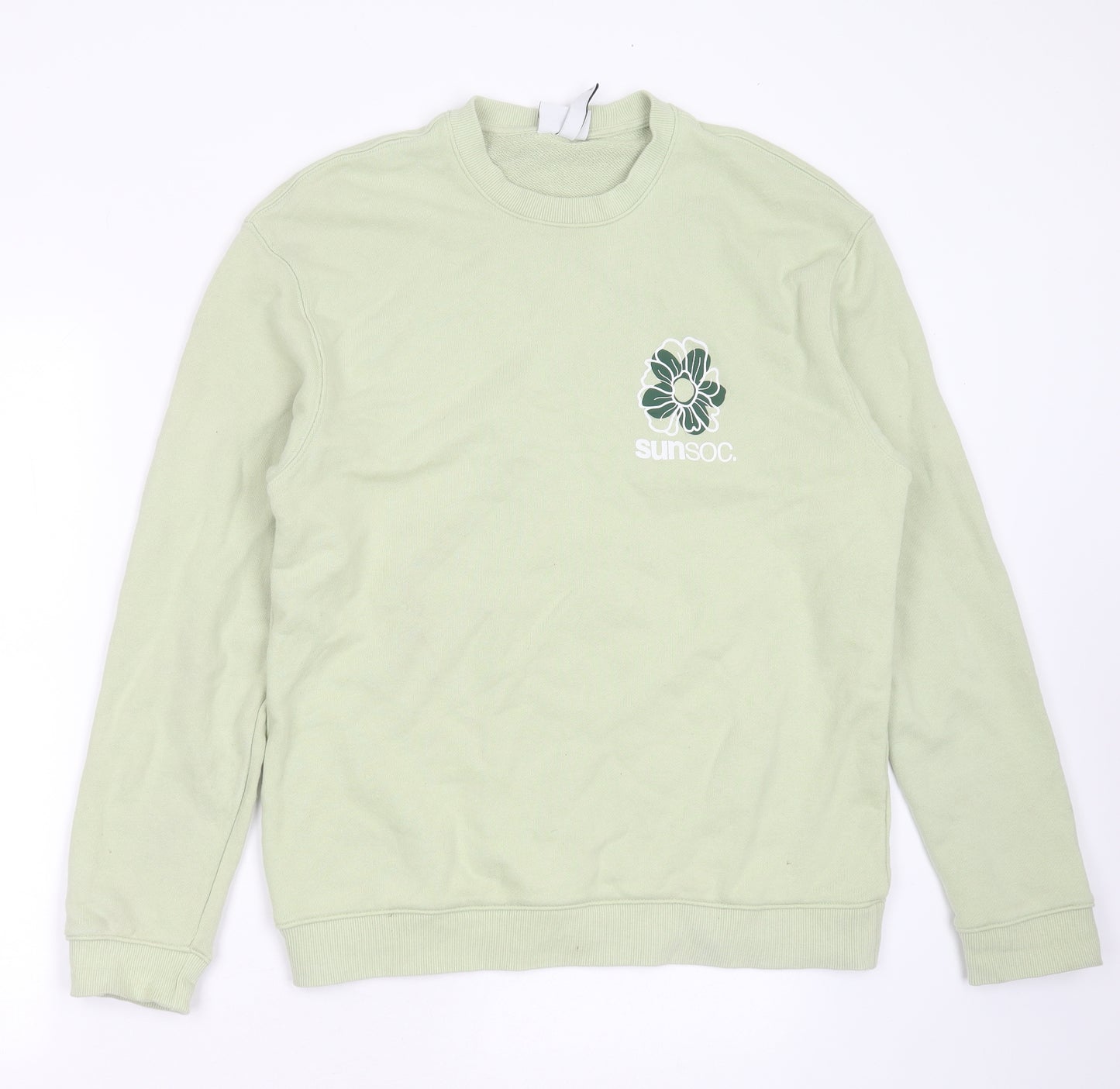 H&M Womens Green  Cotton Pullover Sweatshirt Size M   - floral