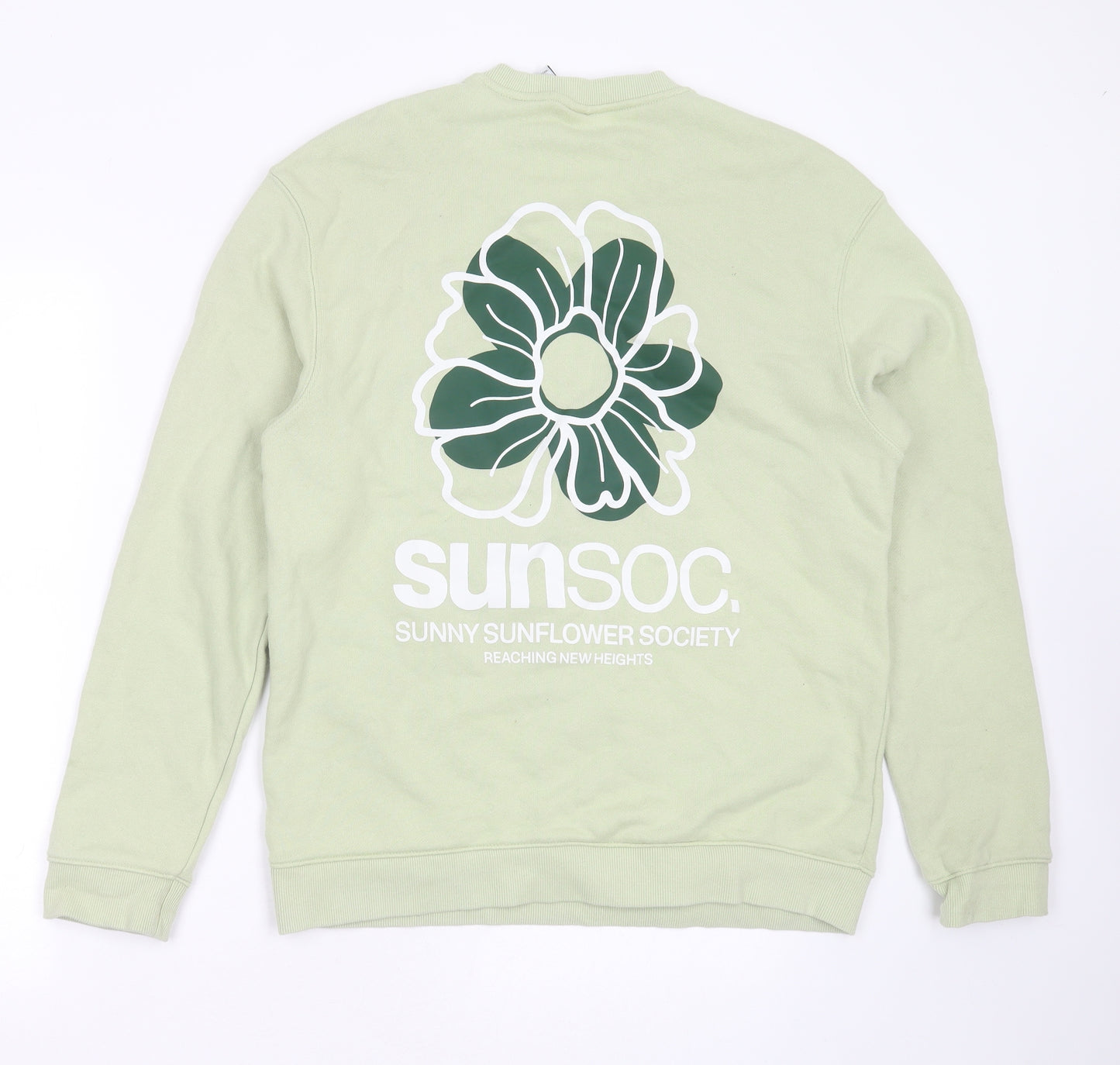 H&M Womens Green  Cotton Pullover Sweatshirt Size M   - floral