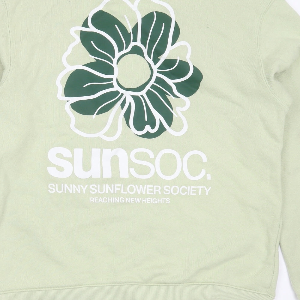H&M Womens Green  Cotton Pullover Sweatshirt Size M   - floral