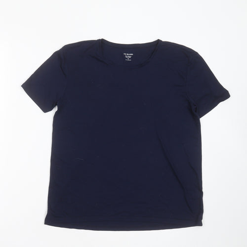 Preworn Womens Blue  Viscose Basic T-Shirt Size 10 Round Neck