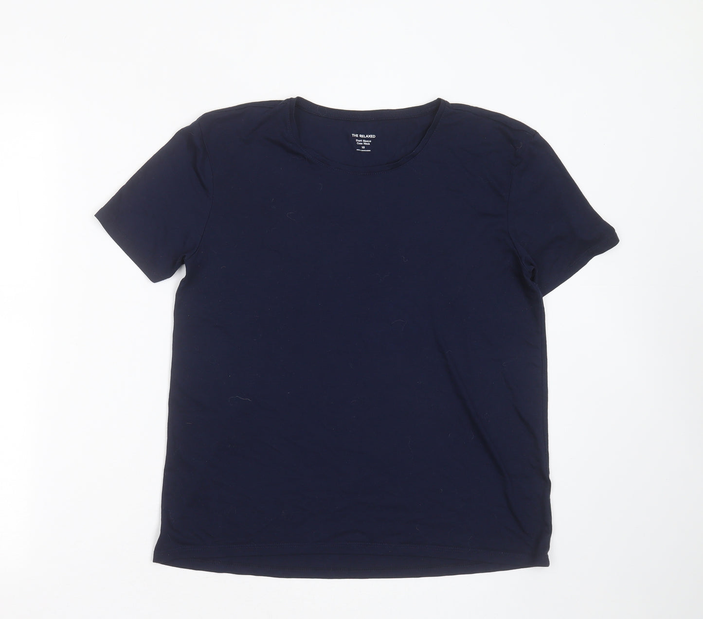 Preworn Womens Blue  Viscose Basic T-Shirt Size 10 Round Neck
