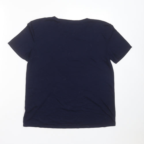 Preworn Womens Blue  Viscose Basic T-Shirt Size 10 Round Neck