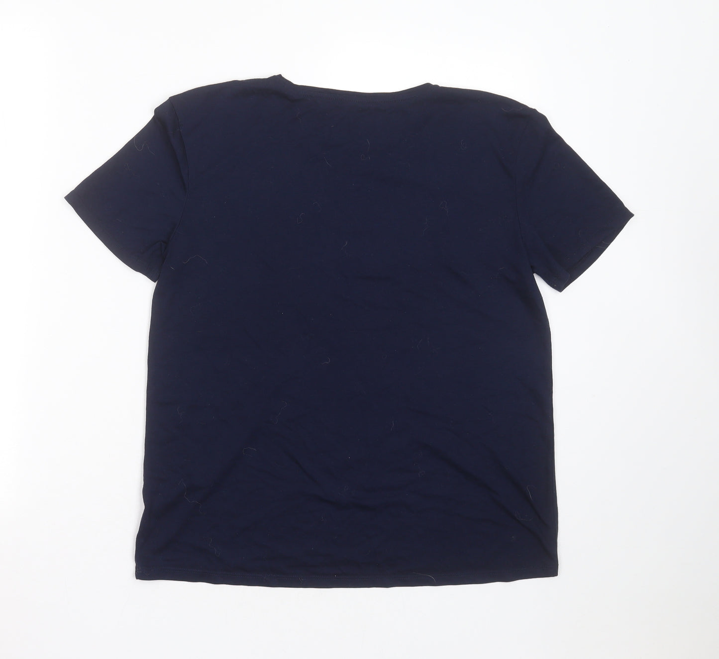 Preworn Womens Blue  Viscose Basic T-Shirt Size 10 Round Neck