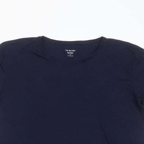 Preworn Womens Blue  Viscose Basic T-Shirt Size 10 Round Neck