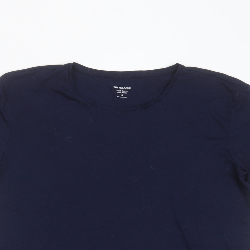 Preworn Womens Blue  Viscose Basic T-Shirt Size 10 Round Neck