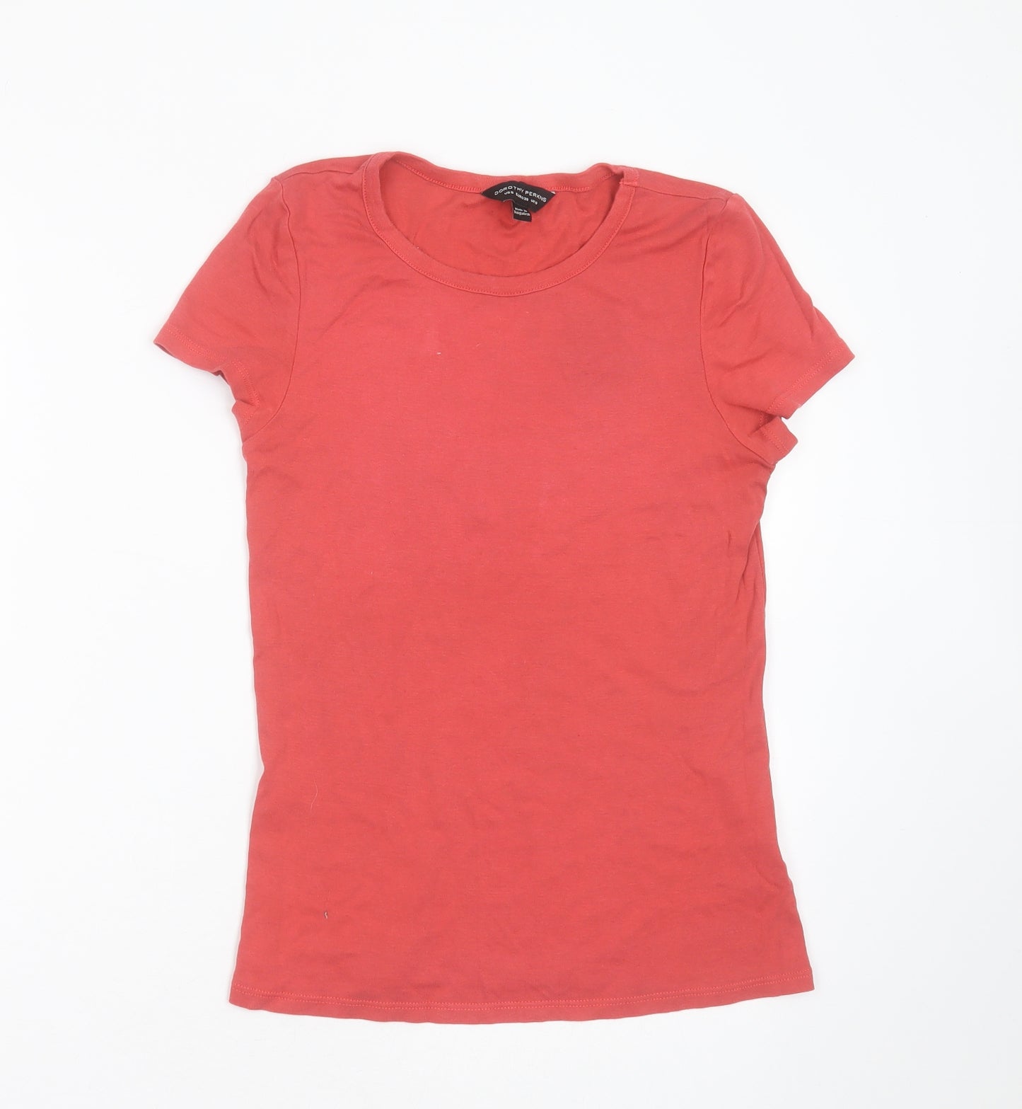 Dorothy Perkins Womens Pink  Cotton Blend Basic T-Shirt Size 10 Round Neck