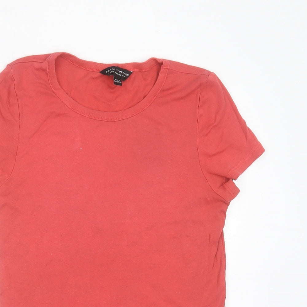 Dorothy Perkins Womens Pink  Cotton Blend Basic T-Shirt Size 10 Round Neck