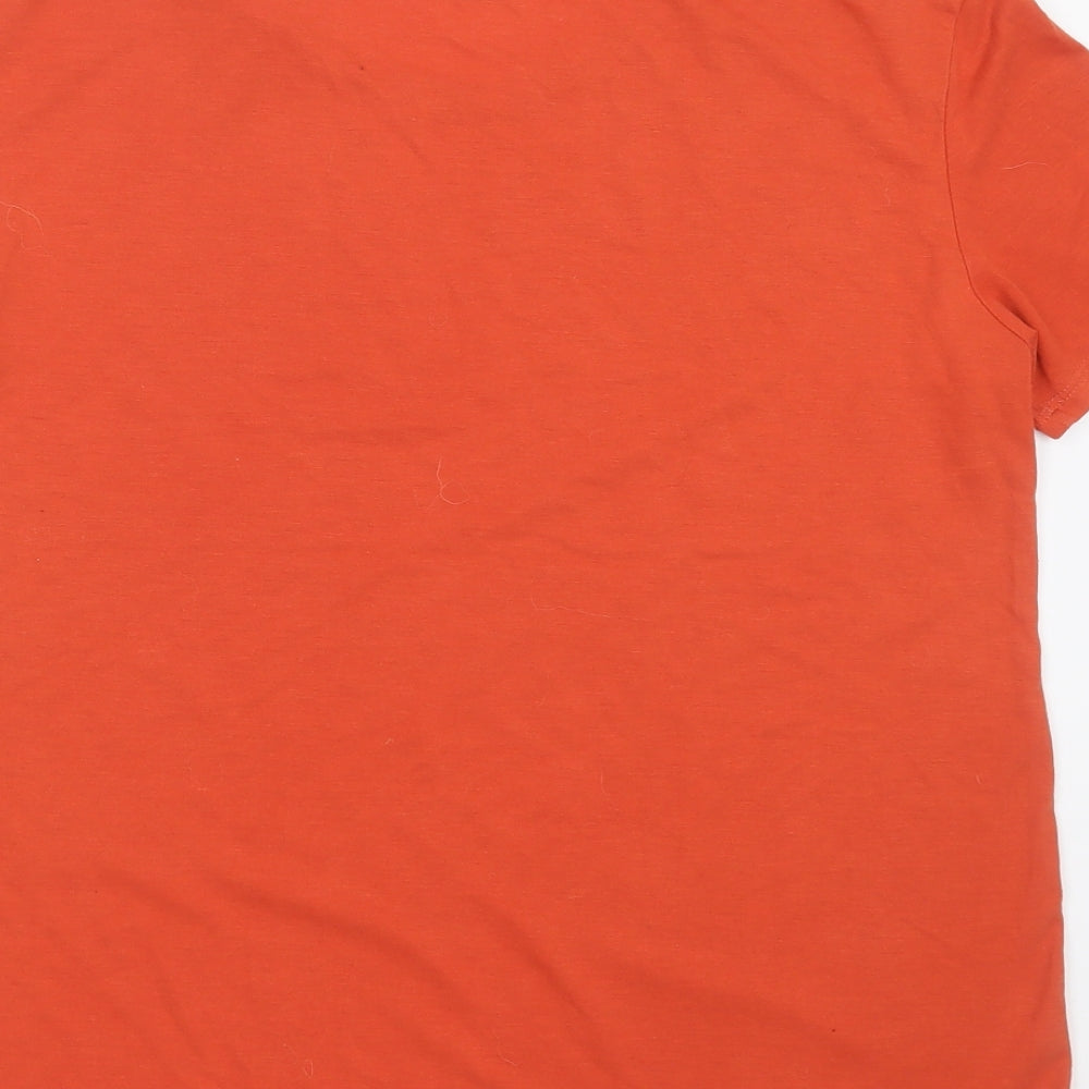 Preworn Womens Orange  Viscose Basic T-Shirt Size 10 Crew Neck