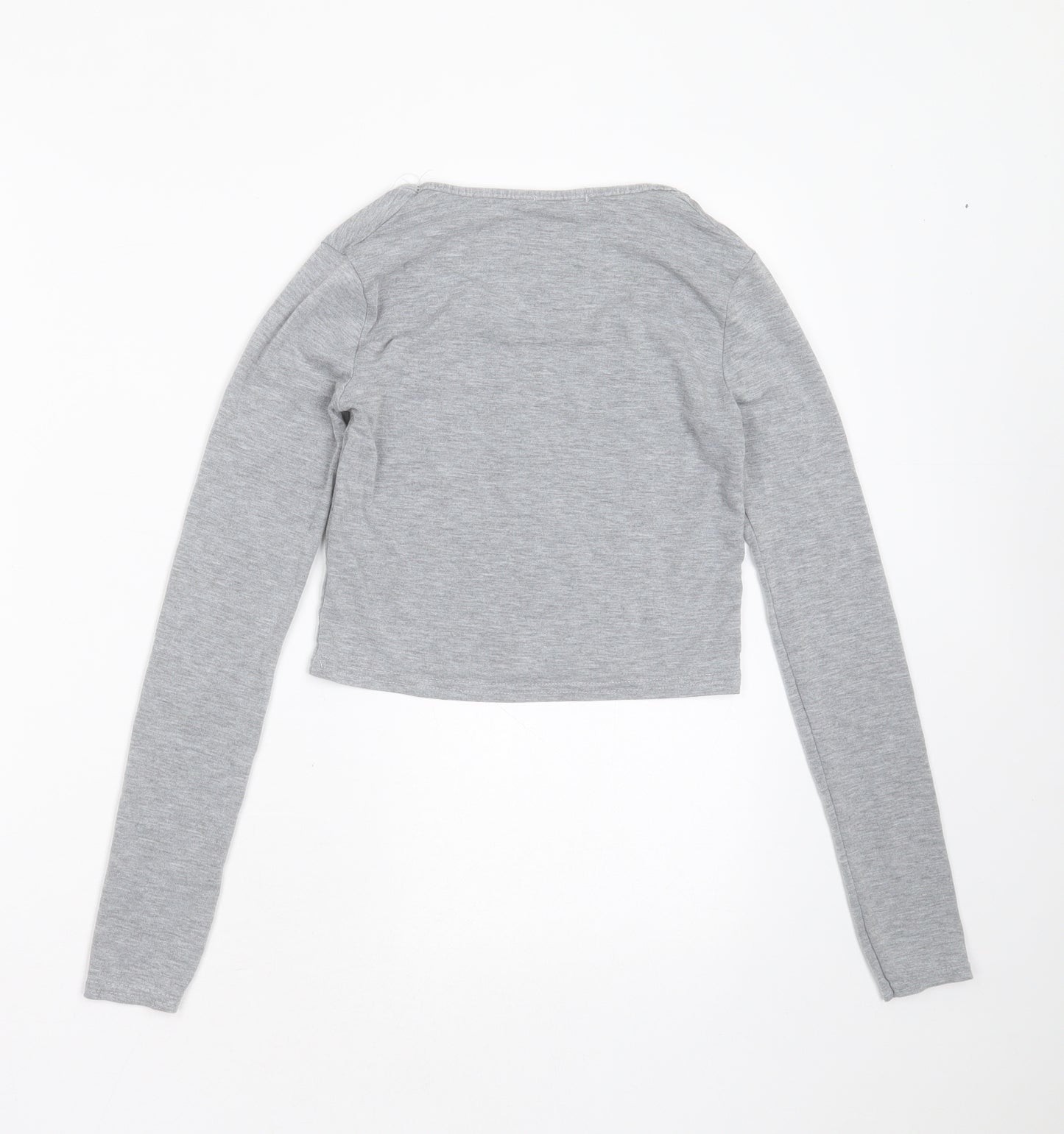 Boohoo Womens Grey  Polyester Cropped T-Shirt Size 8 Round Neck