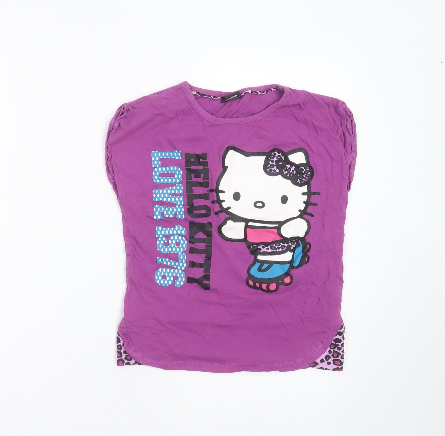 Hello Kitty Girls Purple  Cotton Basic T-Shirt Size 10 Years Round Neck  - hello kitty