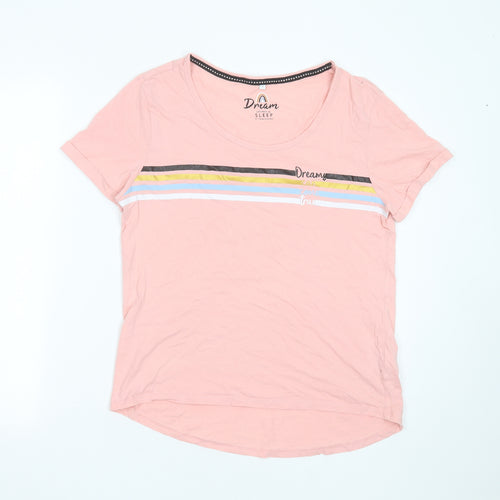 Debenhams Womens Pink Striped Cotton Top Pyjama Top Size 12   - Dreams Can Come True